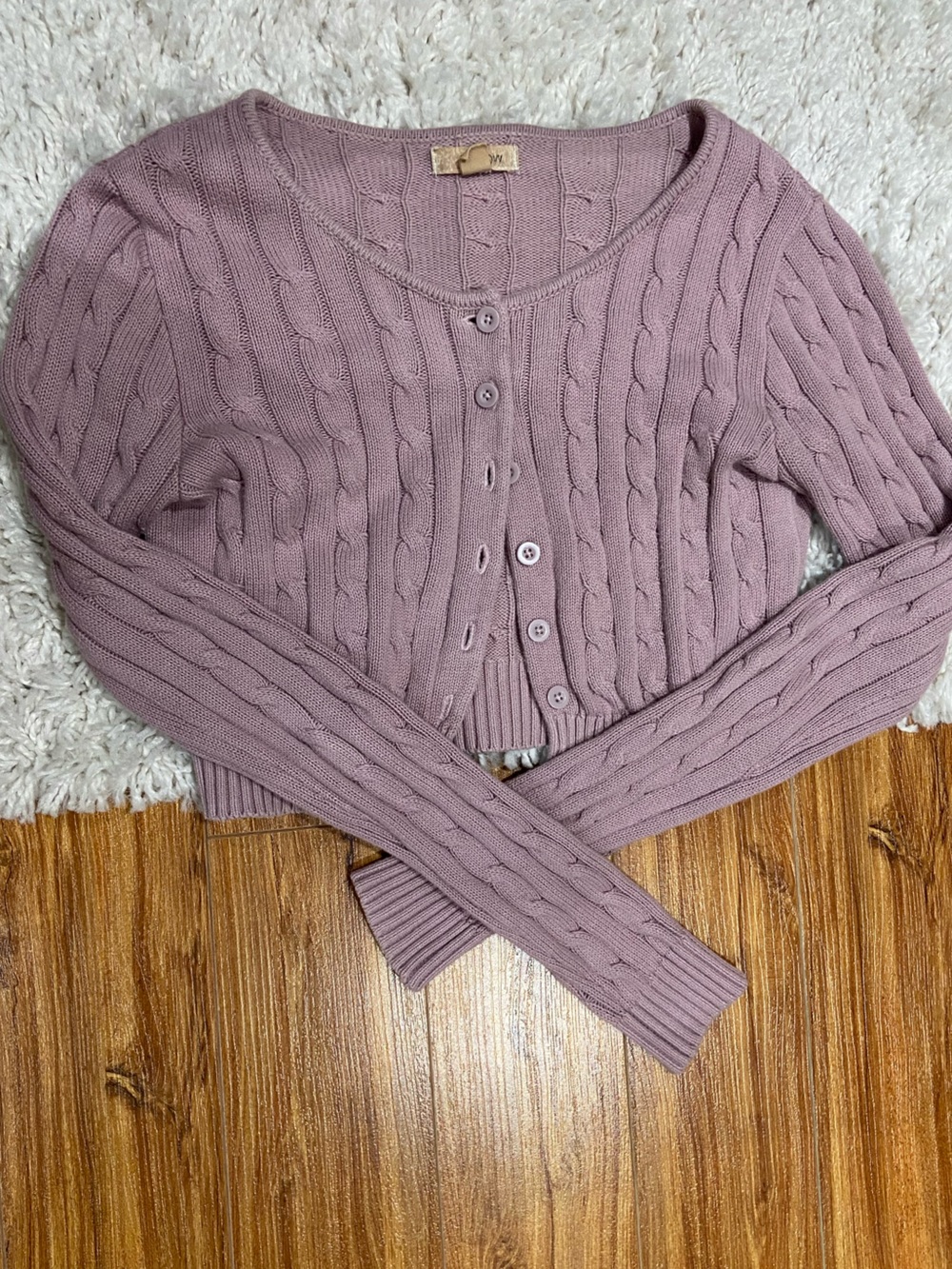 Harlow Dusty Mauve Cable Knit Button Cardigan